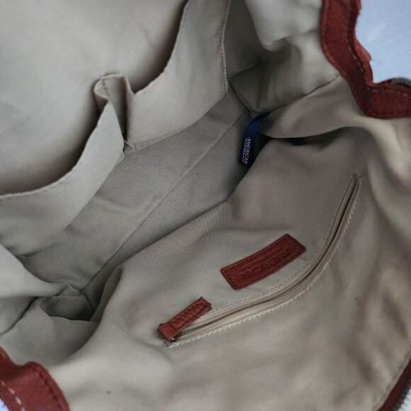 American Leather Co Brown Leather Handbag Purse 14" x 10" - Picture 4 of 9